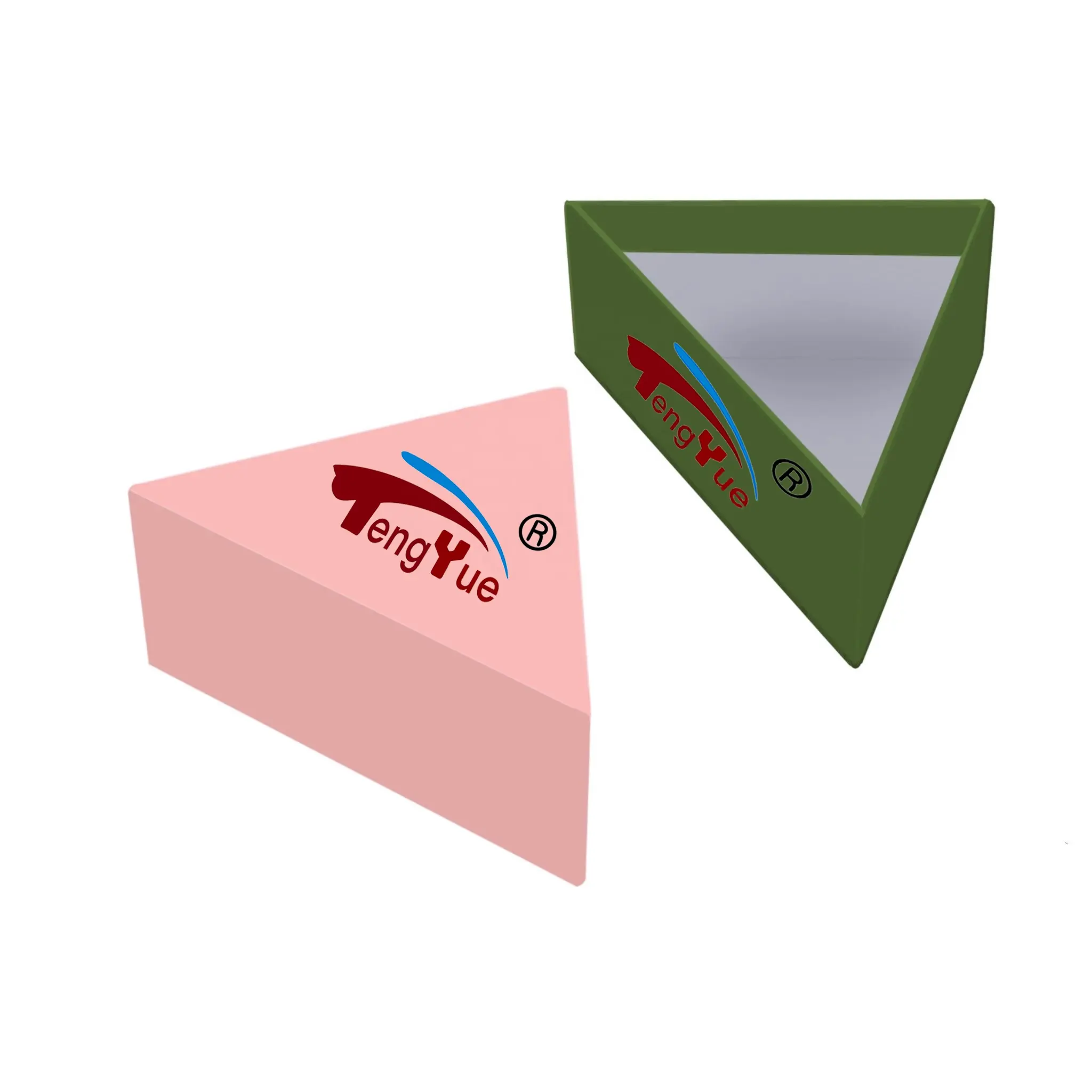 Cajas rígidas triangulares respetuosas con el medio ambiente, tapa de laminación brillante y caja de cartón inferior para regalos electrónicos