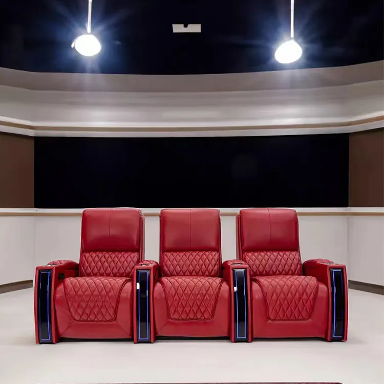 ที่นั่งหนังไฟฟ้าเก้าอี้หนังสำหรับโฮมเธียเตอร์ปรับเอนได้เก้าอี้โรงภาพยนตร์ดีไซน์ล่าสุด2023