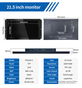 15.6 18.5 \ "21.5 \" pollici Touch Screen capacitivo a parete Monitor industriale per PC Open Frame VGA HMI LCD accessorio industriale - Product Image 6