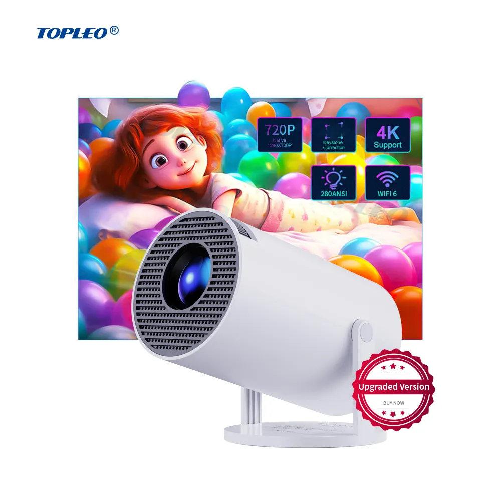 Topleo projector data show smart android tv home theater short throw led lcd proyector video hy300 portable 4k projector