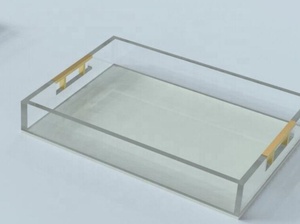 工厂定制透明白色黑色亚克力矩形托盘 - Product Image 5