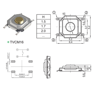 สวิตช์กด4พิน TME-5 4X4,สวิตช์กดปิดสวิตช์สัมผัสขนาดเล็ก4พินสำหรับ Smt - Product Image 2