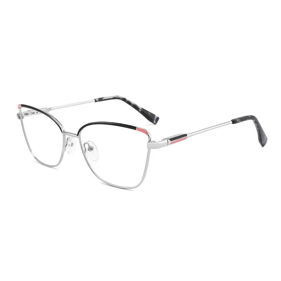 แว่นตาแฟชั่นเกาหลีกรอบแว่นสายตาโลหะสแตนเลสกรอบแว่นสายตาแบบบางออกแบบได้ตามใบสั่งแพทย์สีน้ำเงิน