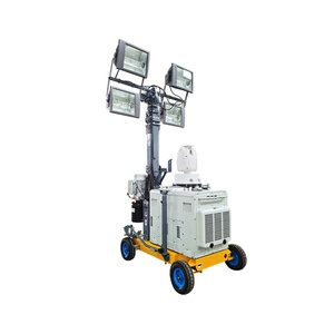 ポータブルトロリー5-9m手動伸縮式マスト4*200W <span class=keywords><strong>LED</strong></span>照明モバイルライトタワー中国製