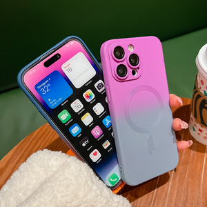 เคสชาร์จไร้สายผิวด้านแบบนิ่มสุดหรูเคสซิลิโคนแบบไล่ระดับสีสำหรับ iPhone 12 13 14 15 PRO MAX - Product Image 4