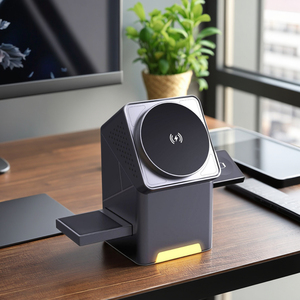 Newest Pop up <strong>Design</strong> Multi <strong>Device</strong> Fast Charging Dock Station 15W 3 in 1 Touch Auto Rotation Cube Magnetic Wireless Charger Stand - Product Image 6
