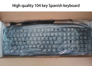 Teclado con cable USB de 104 teclas, interfaz de alta calidad, para negocios, oficina, hogar, multimedia, OEM, de fábrica, España