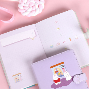 Free Sample Wholesale Kawaii Cartoon Prints A6 Leather Journal Diary Writing <strong>Notebook</strong> Soft Cover Stationery Sets for High School - Product Image 4