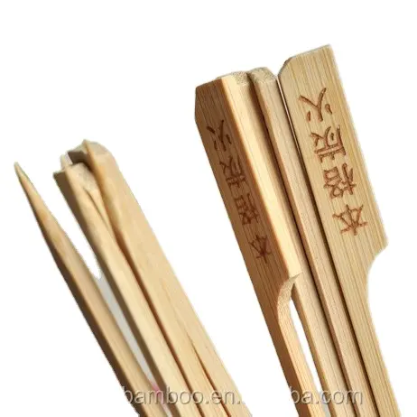 Brochettes en plastique en bambou Non toxiques, manche avec logo imprimé, sans danger pour les enfants