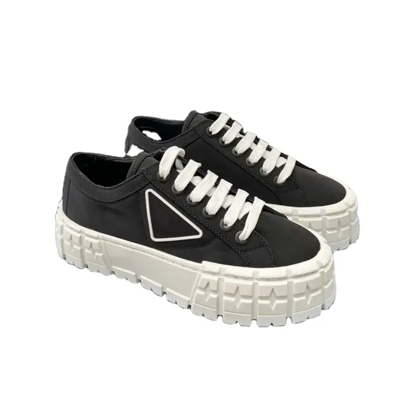 Women Luxury Designer Casual Street Wear Black Flat Chunky Canvas Shoes Sneakers