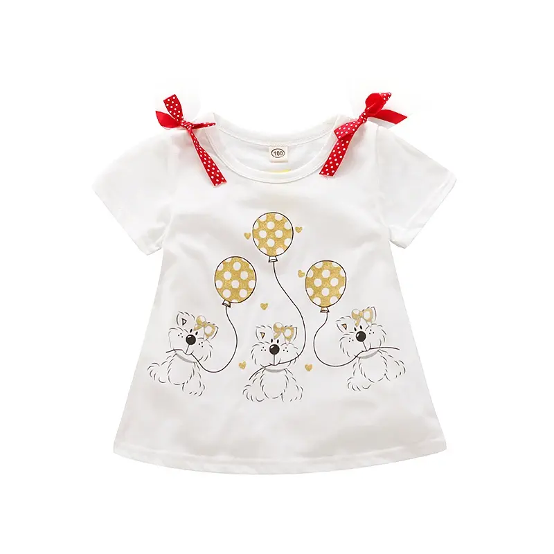 T-shirt per bambine stile estivo con manica corta graziosa t-shirt per bambina top camicia per bambini abbigliamento per neonati di marca vestiti 2-7Y