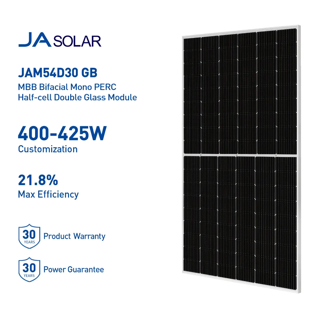 중국 공급 업체 Trina/JA 410W 420W 태양 전지 패널 시스템 용 이중 안면 모노 태양 광 발전 패널