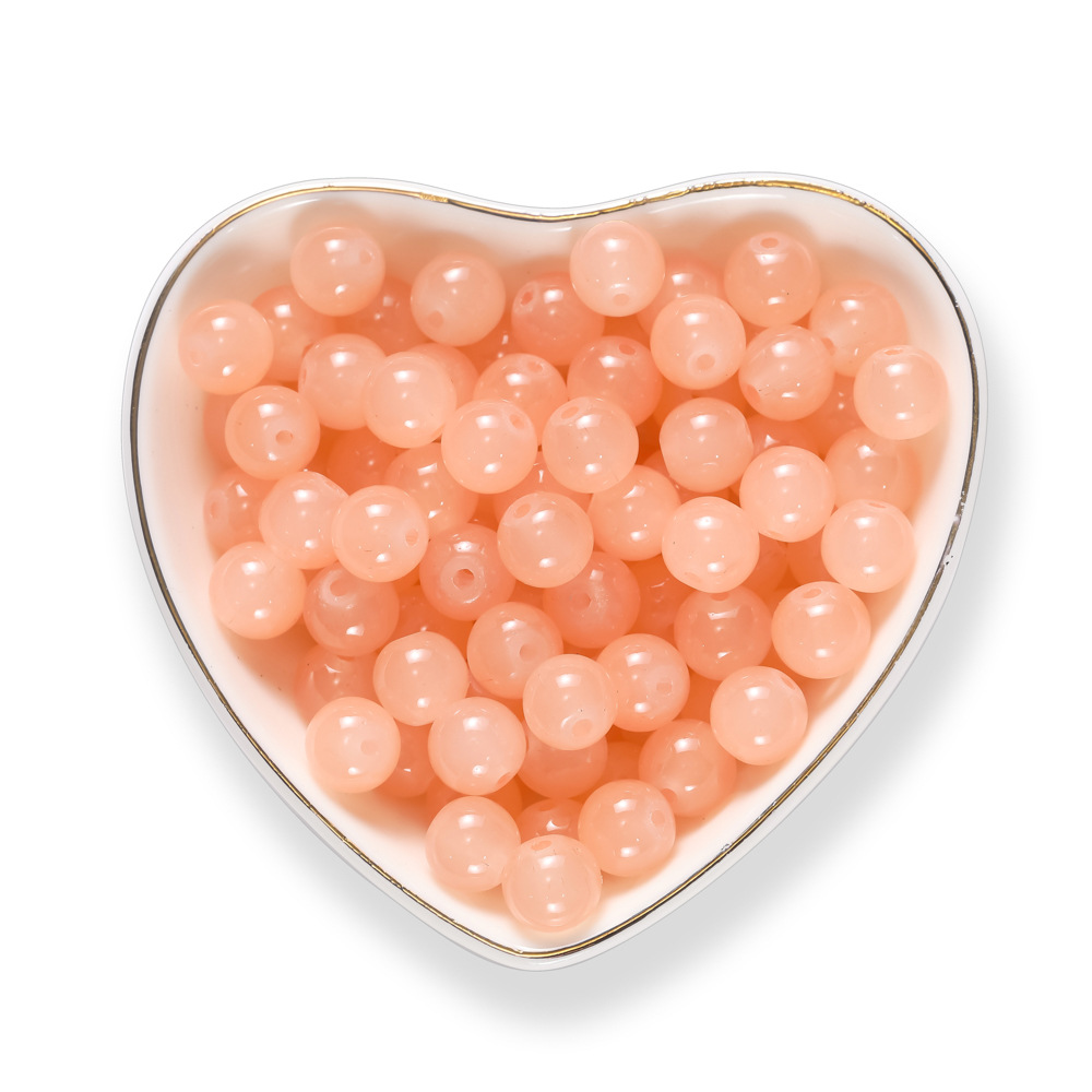 Perles de verre imitation jade - orange clair