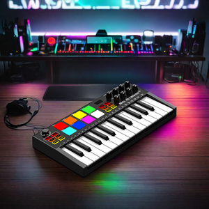 Konix Colorful Piano <strong>MIDI</strong> Output Axiom 25 Key USB Arranger <strong>Keyboard</strong> Drum Pad Clavie with Battery <strong>Midi</strong> <strong>Controller</strong> <strong>Keyboard</strong> - Product Image 1