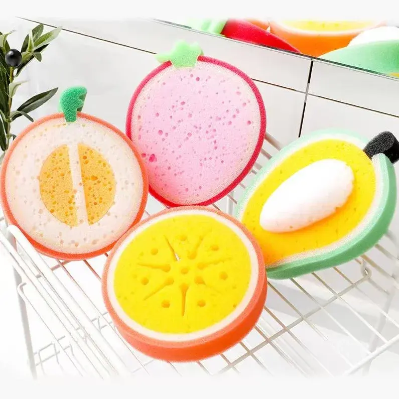 キッチンPUスポンジ布皿パンキッチンアクセサリー用フルーツ形状ソフト洗浄クリーニングスポンジ