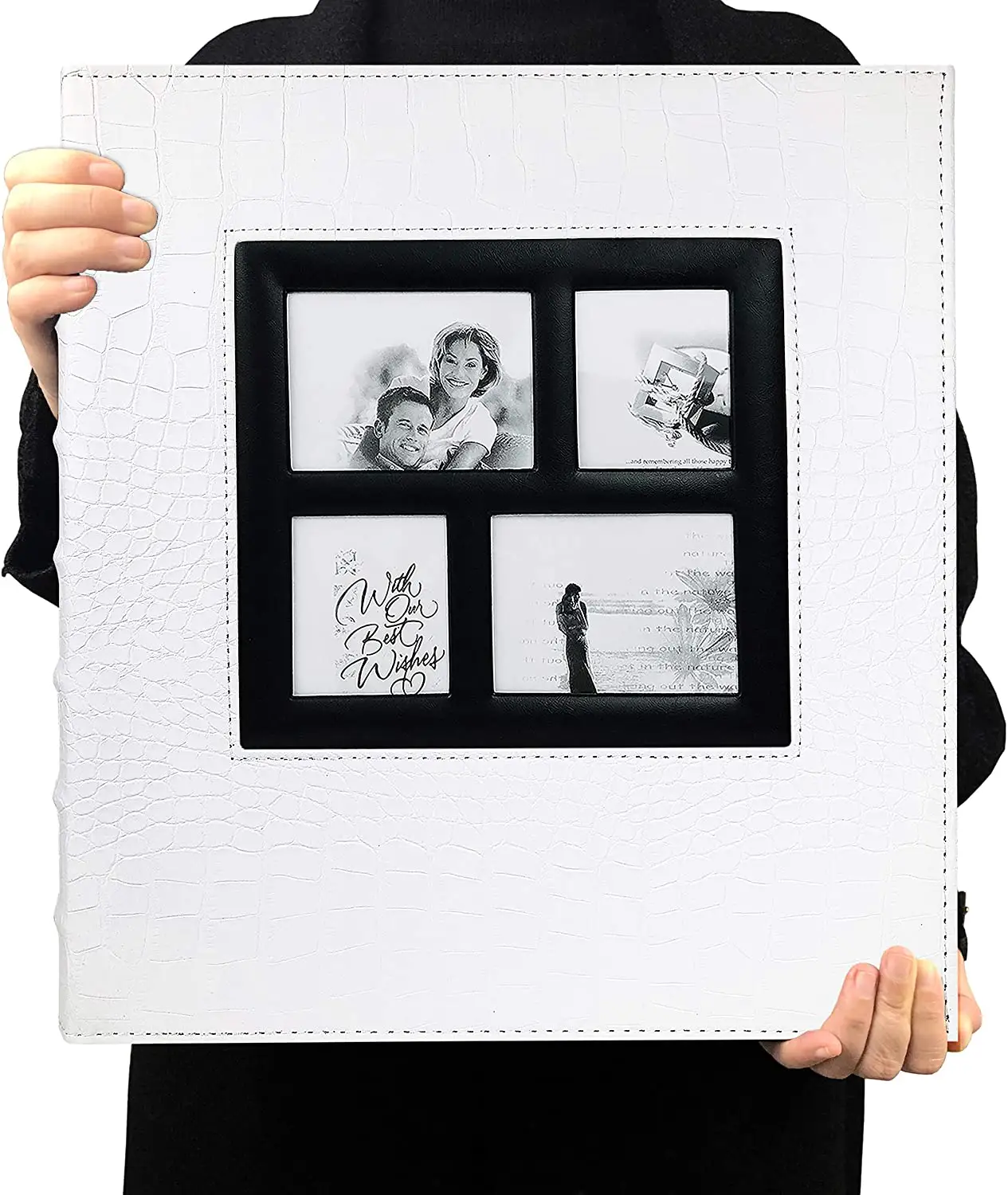 Páginas negro de gran capacidad cubierta de cuero boda aniversario familia álbumes de fotos