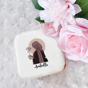 个性化Hijabi女孩首饰盒定制名称穆斯林女孩首饰盒旅行珠宝收纳盒节日生日礼物