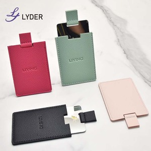 Espejo de maquillaje de acero inoxidable irrompible Lyder pequeño para bolso de viaje, espejo de bolsillo de mano con marco de PU pequeño Rectangular - Product Image 1