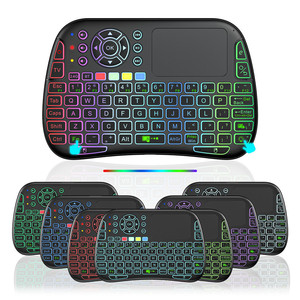 Mini teclado inalámbrico inteligente Bluetooth y 2,4G Modo dual Touchpad Voz Luz de fondo colorida