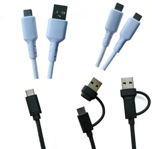 2-en-1 Dual PD USB 2,0 Cable de cobre puro macho a macho tipo A y tipo C para teléfonos celulares y computadora/impresora