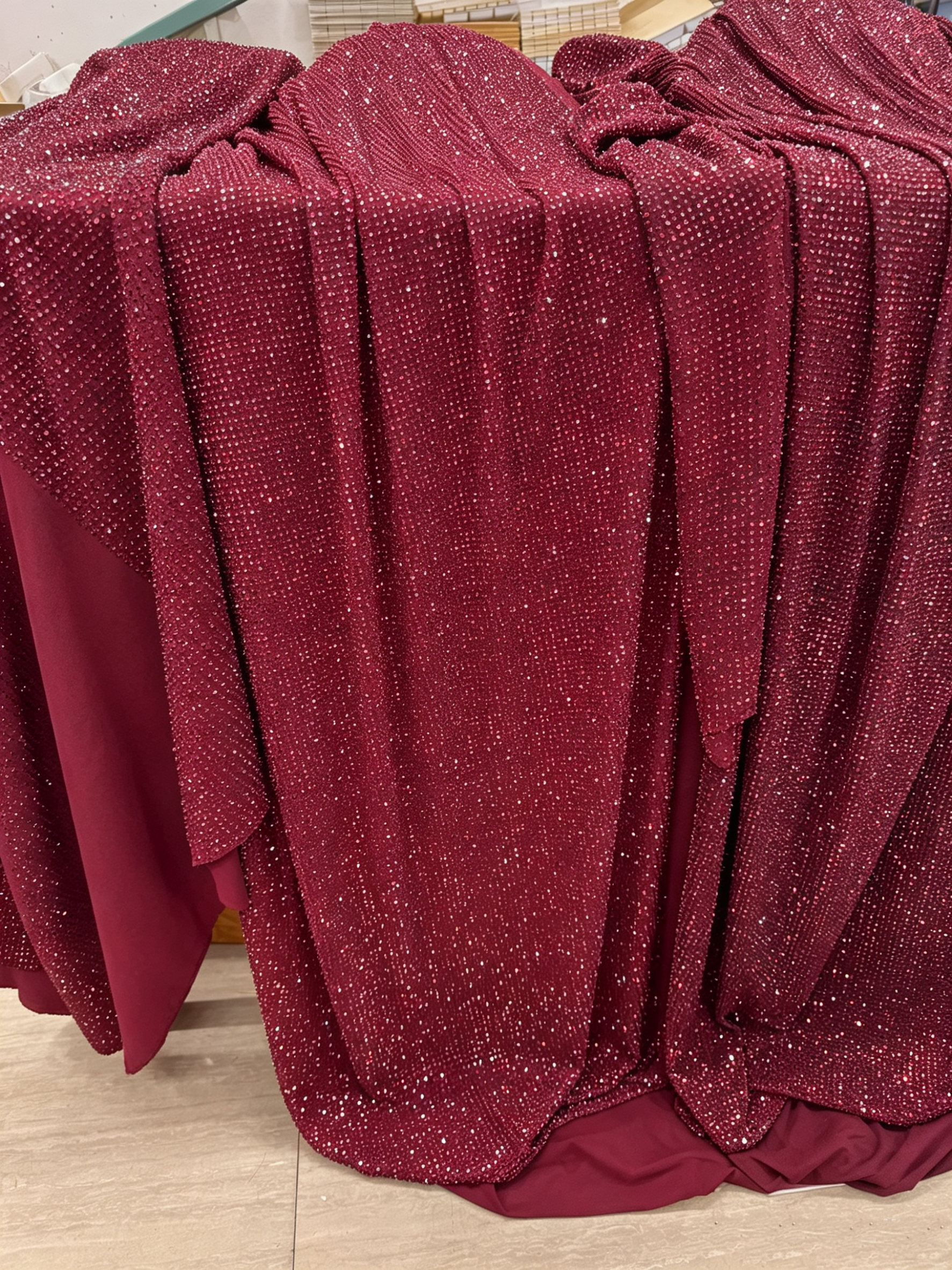 burgundy fabric + amethyst stone