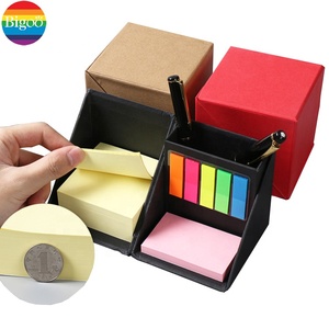Juego de bloc de notas multifunción con almohadilla de notas de colores, caja de notas personalizada con soporte para bolígrafo para oficina y escuela