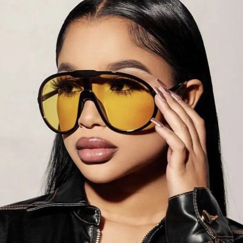 365 특대 원피스 옐로우 쉴드 선글라스 여성용 빈티지 독특한 방풍 Uv400 선글라스 남성 복고풍 그라데이션 안경