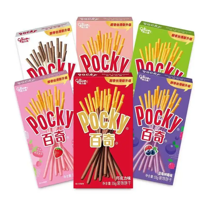 Glico Pocky-Caja cuadrada de varios sabores recubierta de galletas, sándwich de Chocolate, productos de Tailandia, galletas