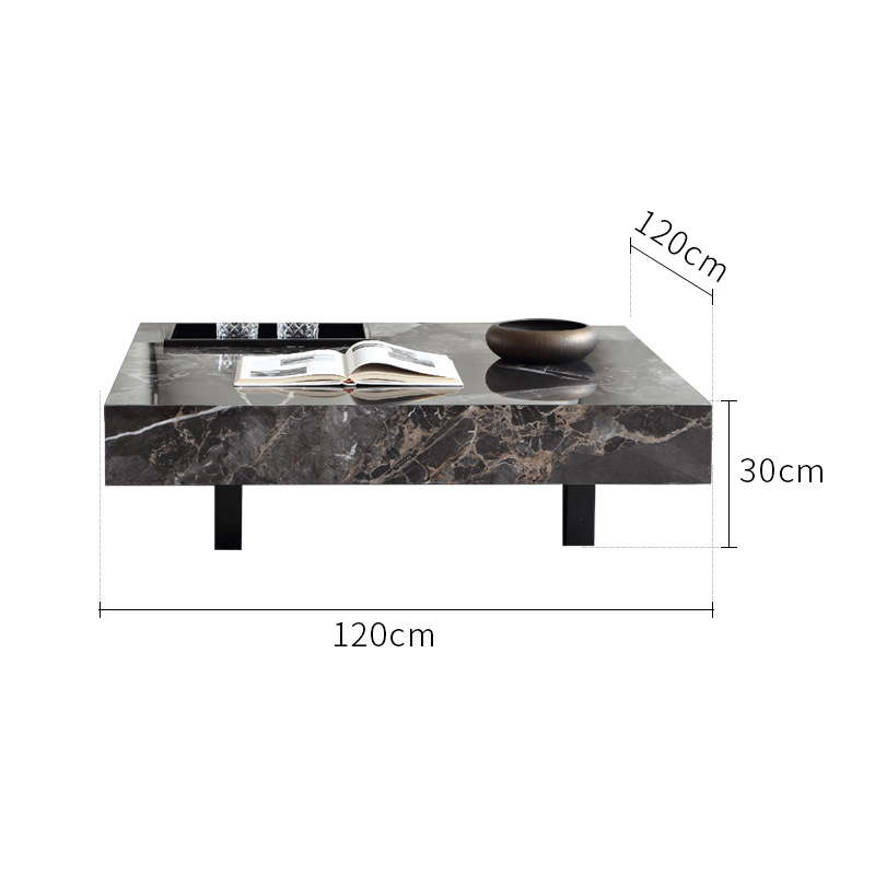 Mesa de centro de 120 cm - Placa de roca de cristal negro
