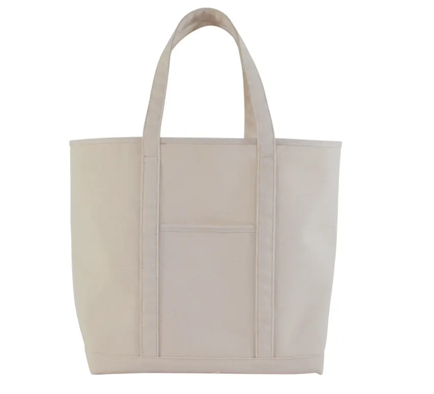 Sacola de lona de algodão pesado com bolsos dentro e fora, tamanho cor Personalizada sacos de algodão liso