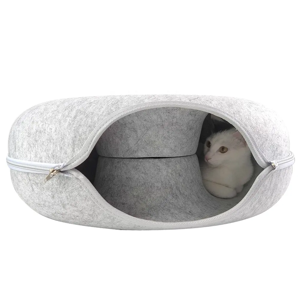 Fabrik Großhandel handgemachte Filz Tiere Spielzeug Tunnel Form Katzen haus Katze Höhle Katzen bett zum Spielen und Schlafen