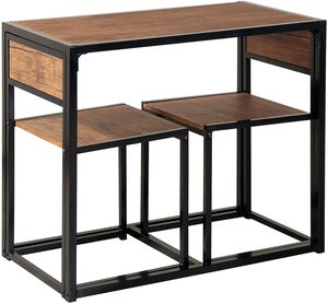 <strong>3</strong>-Piece <strong>Table</strong> and Chair <strong>Set</strong> - Small Space Compact Dining Bar <strong>Table</strong> <strong>Set</strong> for Kitchen Living Room Dinette Coffee Dining Industrial - Product Image 4