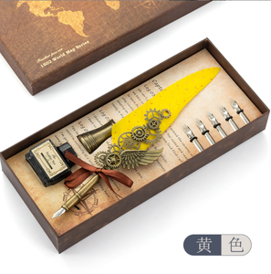 हॉट सेलिंग विंटेज पंख क्विल स्याही पेन ग्लास डिड पेन सेट 5 रिप्लेसमेंट नाइब्स 4 स्याही कैल्ग्राफी फाउण्डर पेन सेट - Product Image 5