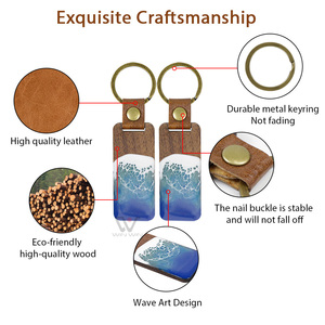 Saf ahşap Hawaii Surfboard tasarım boyalı dalga tasarımı ile reçine epoksi anahtarlık yapay sanat çanta etiketi - Product Image 2