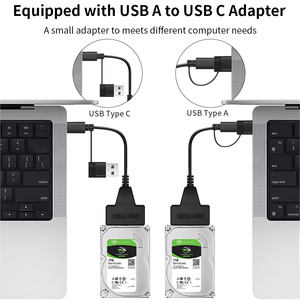 TISHRIC2-in-1ハードドライブケーブルSATA22Pin-Type-C USB3.0イージードライブケーブル外付けHDDSSDハードドライブアダプター (ラップトップPC用) - Product Image 4