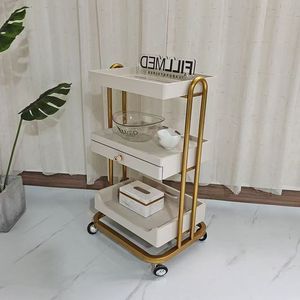 L High-End Original Light Luxury <strong>Trolley</strong> for Beauty Salon Skin Management Car with Wooden Storage Shelf Metal Plastic Tool Car - Product Image 3