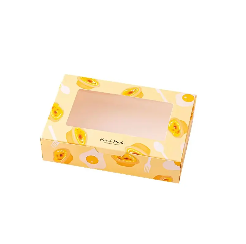 Embalagem de tart de ovo de papel caixa de comida personalizada caixa de papel com janela