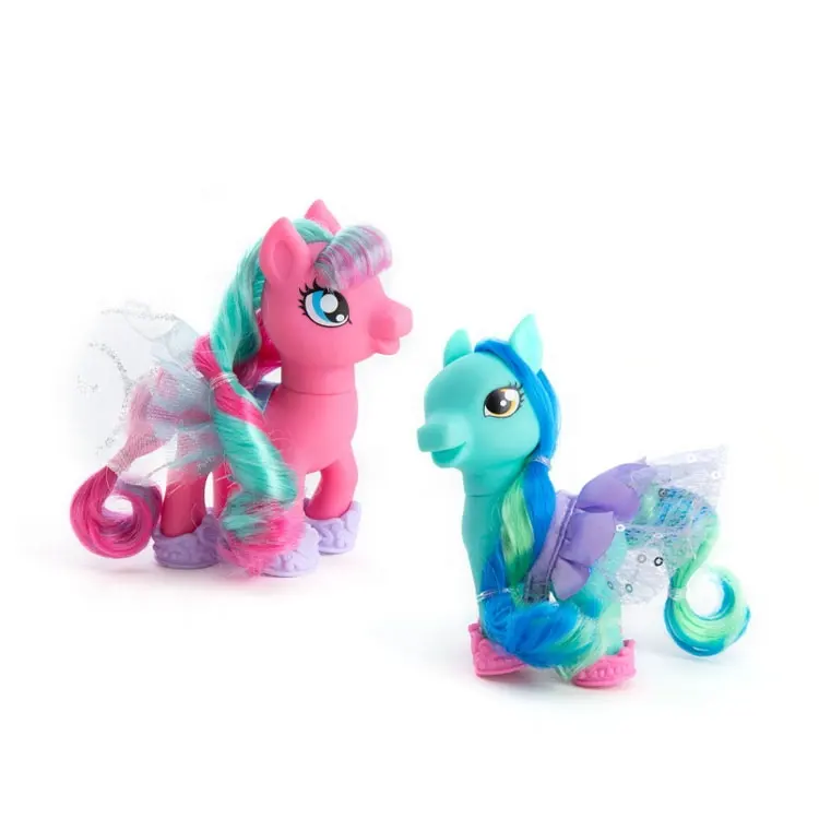 Mainan Set Kecantikan anak perempuan, 2 buah mainan kuda kecil kartun modis