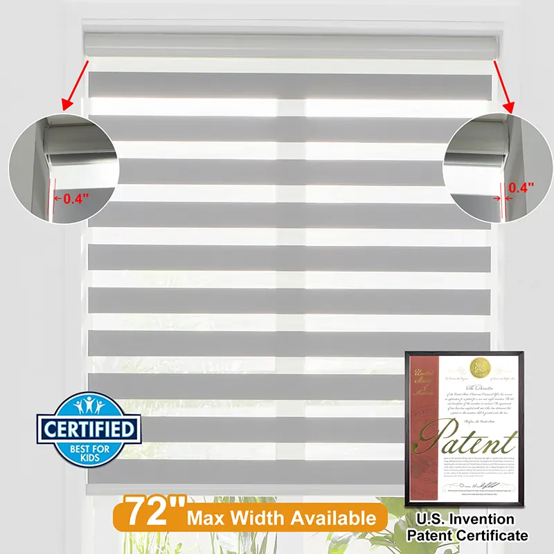 New Design Professional 100%Polyester Double Layer Cordless Free-stop Custom Zebra Blinds
