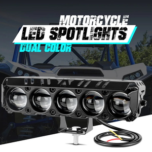 Màu Kép 50W <span class=keywords><strong>LED</strong></span> Xe Máy Chiếu Ống Kính Spotlight Ánh Sáng Trắng & Vàng 5 Ống Kính Sương Mù Lái Xe Hệ Thống Ánh Sáng - Product Image 3