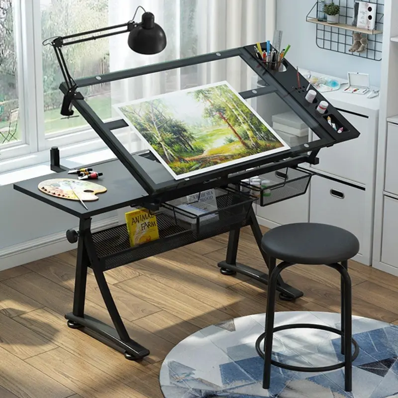Оптовая продажа, школьная мебель, регулируемый по высоте стеклянный стол для рисования, художественный Складной подъемный стол для студентов и взрослых