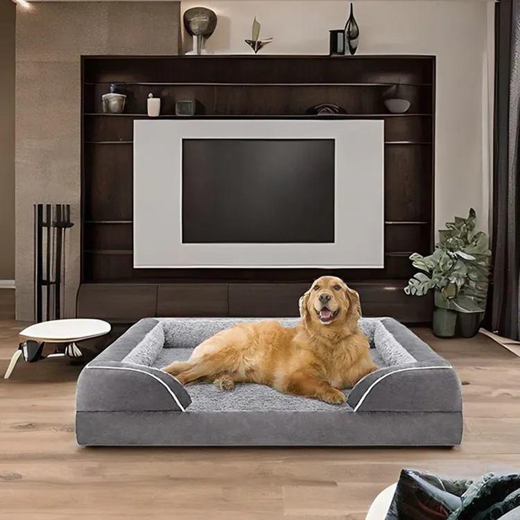 Proveedor de camas para perros, venta al por mayor, cama extra grande para perros, cama ortopédica de espuma/espuma viscoelástica, cama de lujo para perros para mascotas grandes