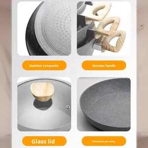 Hiện đại đá cẩm thạch không dính <span class=keywords><strong>Cookware</strong></span> Set chảo chảo & súp nồi kim loại cảm ứng tương thích cho hộ gia đình sử dụng & sữa chuẩn bị - Product Image 3
