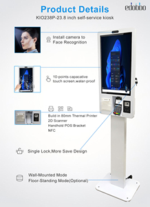 23.8 Inch Self-Service Touch Screen POS Kiosk with Scanner and Thermal Printer for Self-Service Checkout