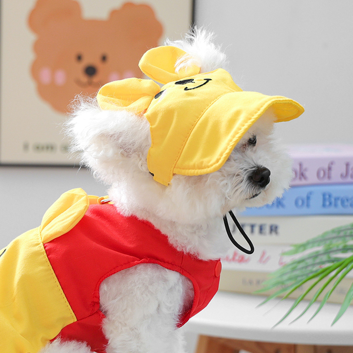 Cartoon sun hat-red and yellow bear