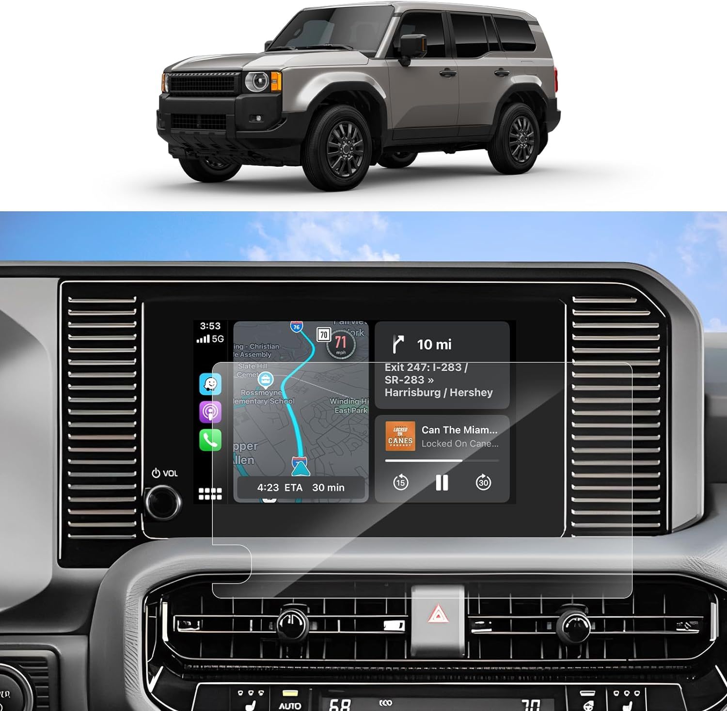 Transparent pour Toyota Land Cruiser 8 pouces 2024 Navigation