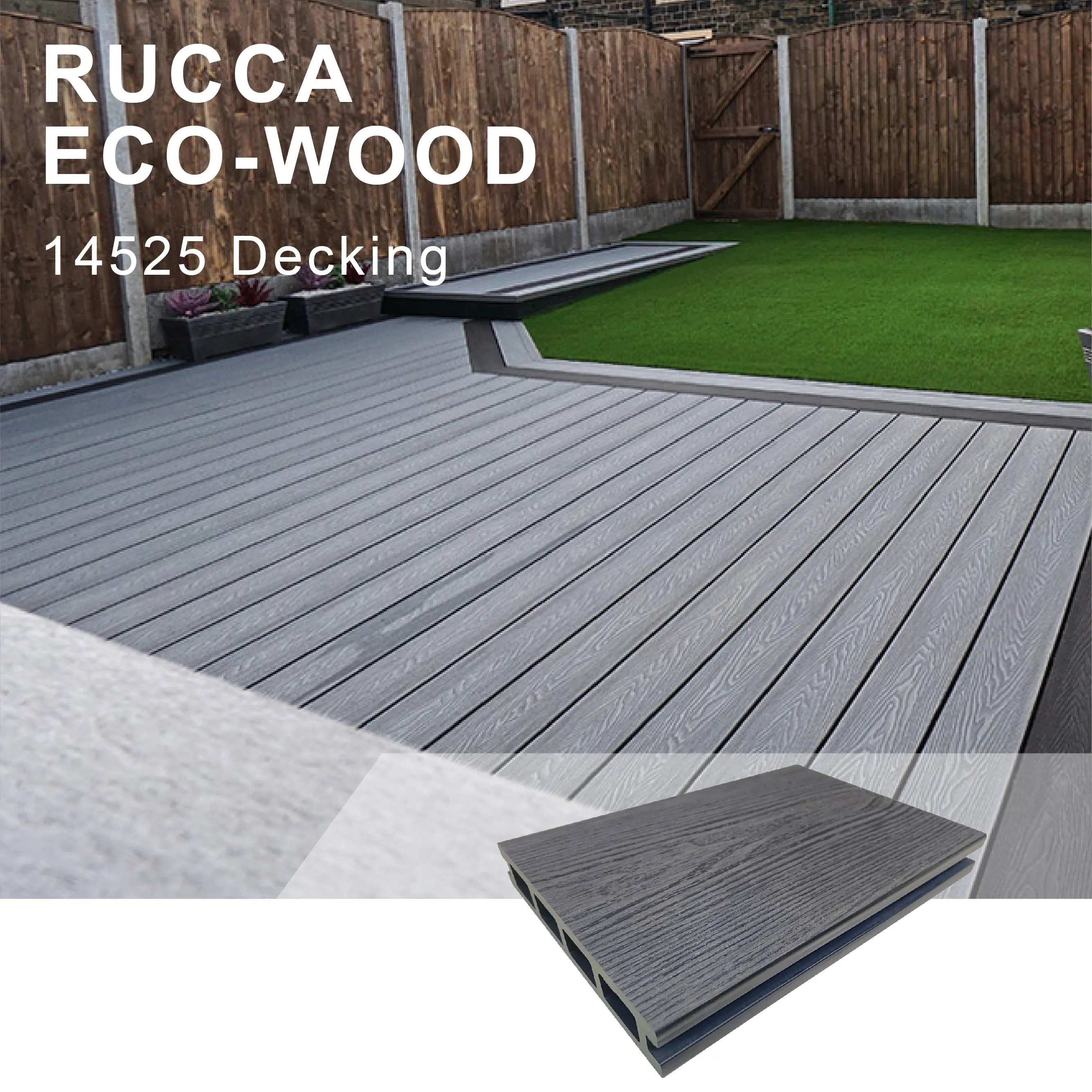 RUCCA wpc-suelo de madera para terraza, cubierta exterior de 145x25mm