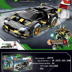 Kid Técnico Robô Deformação Racing Car Building Block Natal Aniversário Presente Educacional Imprensa Lançamento Modelo Toy