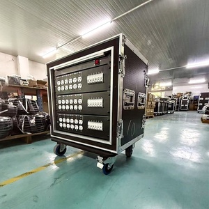 10U 19 Way <span class=keywords><strong>Audio</strong></span> Power Distribution Box <span class=keywords><strong>3</strong></span> Phase 400Amp 220V Camlock in Out 18 L5-20 20A Switch Shock Mount Custom
