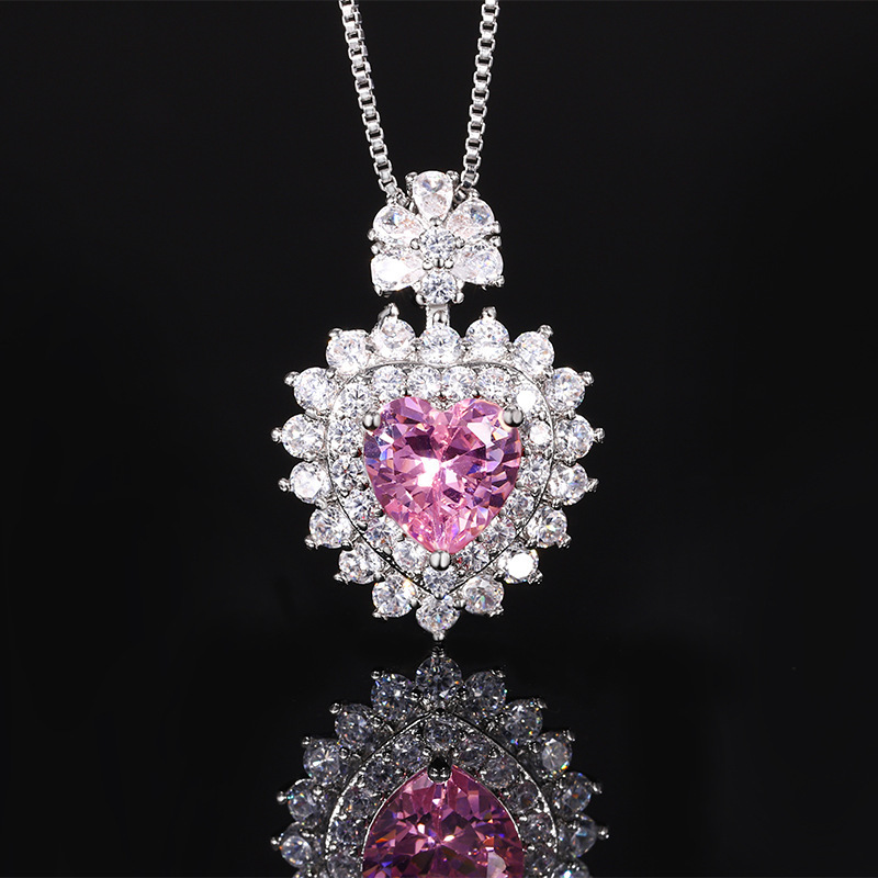Pink diamond pendant with chain
